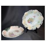 PORCELAIN BOWLS, - ROSE CENTER W/ GOLD ACCENTS