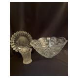 LARGE PRESSED MOLDED GLASS PUNCH BOWL 14",