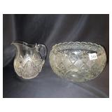 LARGE PRESSED MOLDED GLASS PUNCH BOWL 12" ACROSS