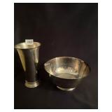 SILVER PLATE BOWL AND 8" VASE