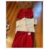 BABY OUTFIT, WHITE SHIRT, RED VEST AND SHORTS