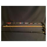 GROUP OF 3 CANES, 34", BROWN WOOD, BLACK METAL