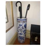 24"X8" TALL BLUE AND GOLD FLORAL DECOR