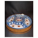 GOLDIMARI SECTIONAL DISH W/ WOOD CASE- CRACK ON