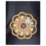 BASKET DESIGN PEDESTAL PLATE 2" H X 9" D TWO TONE