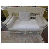 WICKER LOVESEAT WITH SEAT CUSHION AND BOLSTER