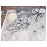 PLANT STAND ON CASTERS, 2 BLACK METAL PLANT