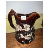 GLAZED BROWN 11" H DOG HANDLE IRONSTONE PITCHER