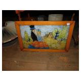 MAN AND WOMAN ART PIECE, PAINTED GLASS AND