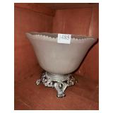 PEDESTAL BOWL FROSTED GLASS FOOTED BASE 2 PC