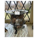 10.5" H METAL BASE WITH GLASS INSERT PLANTER WITH