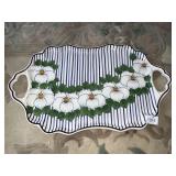 TIFFANY HAND PAINTED SERVING TRAY 20" X 12.5"