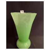 12" H JADEITE VASE W/ FLOWER FROG