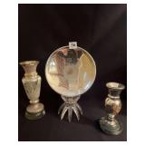 MERCERIZED 8" PLATE, 8" HAND PAINTED VASE, 6"