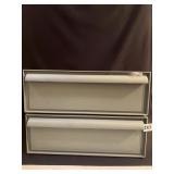 TWO GRAY STACKING STORAGE DRAWERS 16" X 16" X