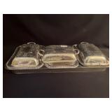 THREE SECTION SERVING TRAY 19" X 8.5" W/ INSERTS