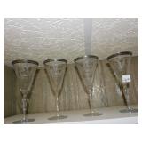 SILVER RIMMED WINE GLASSES 4