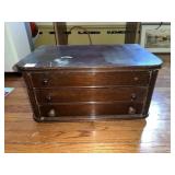 MAHOGANY TWO DRAWER DRESSER TOP BOX W/ SLIDE TOP