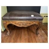 WOOD STOOL BROWN VINYL TOP W/ TACK EDGE 13" H X