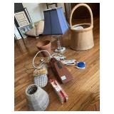 MARBLE BASE LAMP, BEADED SHADES, HOOVER VAC