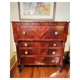 FIRST PERIOD EMPIRE MAHOGANY VENEER CHEST OF