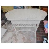 WICKER TABLE WITH WOOD TOP, 36X18X30