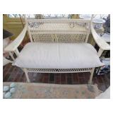 WICKER LOVESEAT BENCH WITH SEAT CUSHION 48X25X36