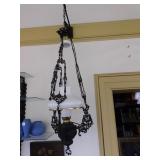 HANGING CAST IRON LIGHT, ELECTRIC, APPROX. 40"