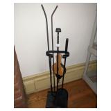 CAST IRON FIREPLACE TOOL SET W/ BELLOWS, BRUSH,