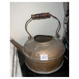 COPPER TEA POT W/ WOOD HANDLE