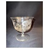 8 GLASS ETCHED SHRIMP GLASSES W/ COCKTAIL SAUCER