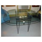 31" 42"W 45"L IRON STAND GLASS TOP TABLE
