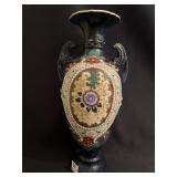 SIGNED ENAMELED & HAND PAINTED VASE DOUBLE HANDLE