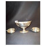 SILVERPLATE STACK CREAMER/SUGAR, OVAL BOAT W/