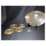 4 COASTERS 1 SILVERPLATE - OTHERS COPPER &