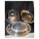 2 SILVER PLATE COVERED SERVING DISHES 12" AVON