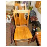 OAK T BACK CHAIRS, 3