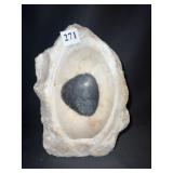 POLISHED/ NATURAL CARVED STONE 10.5" H BLACK