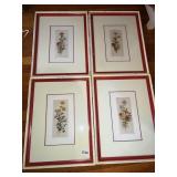 FLOWER PRINTS 17" X 12.5" SET OF 4 FRAMED PRINTS
