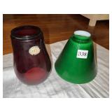 LAMP SHADE 6" H X 7" D & RED SHADE 7" H X 3.5" D