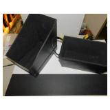 BLACK FAUX LEATHER DESK ORGANIZERS, FILE BOX AND
