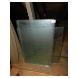 6 THICK/HEAVY PIECES OF GLASS, (4)26X16 AND