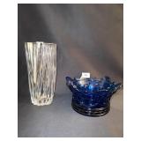 LEAD CRYSTAL HEAVY VASE, ROCHESTER PA 9.5" H &