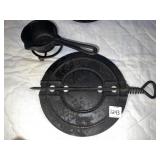 #9 STOVE FLUE AND CAST-IRON LEAD POT, CAST IRON