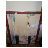 ABSTRACT WATERCOLOR UNDER GLASS - 40" X 32"