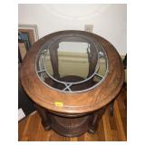OVAL DINING TABLE W/ LEADED GLASS TOP MODERN 21"