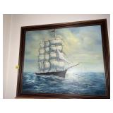 OCEAN SCENE PAINTED ON CANVAS LR BAN RICHMERE 22"