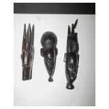 CARVED WOODEN FACES, LARGEST 10"