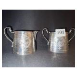 CREAMER/SUGAR E.P.N.S. HAMMERED FINISH W/ URN