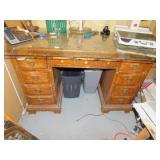 DESK WOODEN, 7 DRAWER, NEEDS REFINISHED,